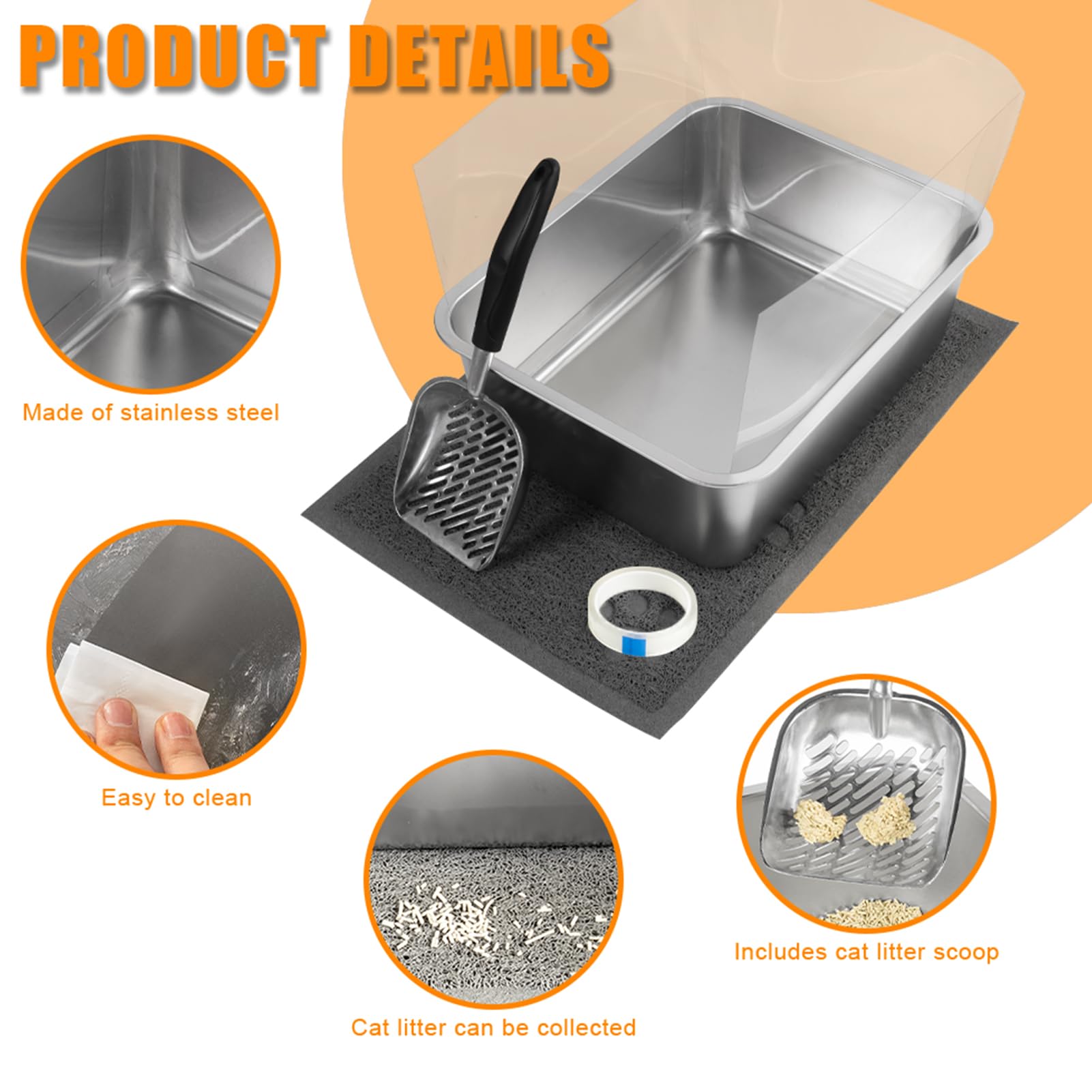 Amazon.com : 2 Set Stainless Steel Litter Box - 17.7